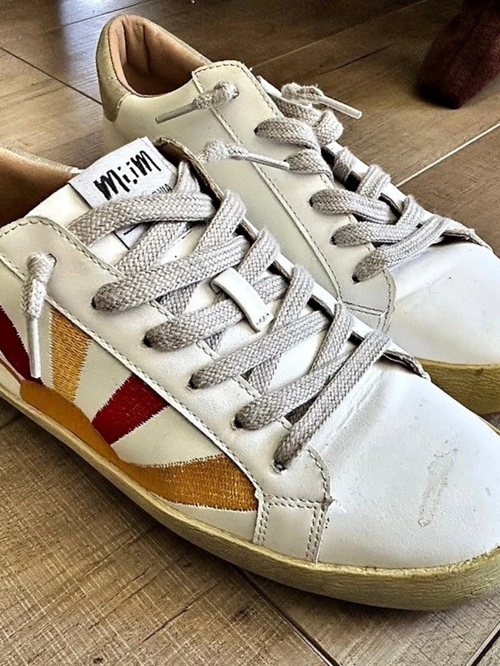 Miim Color Block Sneakers in White & Red